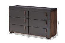 Load image into Gallery viewer, Baxton Studio Rikke Modern and Contemporary Two-Tone Gray and Walnut Finished Wood 6-Drawer Dresser
