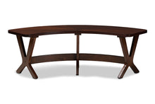 Load image into Gallery viewer, Baxton Studio Berlin Mid-Century Modern Walnut Finished Wood Curved Dining Bench
