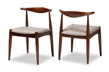Load image into Gallery viewer, Baxton Studio Aeron Mid-Century Modern Light Gray Fabric Upholstered Walnut Finished Wood Dining Chair Set of 2
