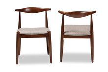 Load image into Gallery viewer, Baxton Studio Aeron Mid-Century Modern Light Gray Fabric Upholstered Walnut Finished Wood Dining Chair Set of 2
