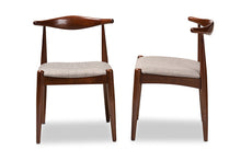 Load image into Gallery viewer, Baxton Studio Aeron Mid-Century Modern Light Gray Fabric Upholstered Walnut Finished Wood Dining Chair Set of 2
