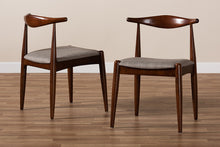 Load image into Gallery viewer, Baxton Studio Aeron Mid-Century Modern Light Gray Fabric Upholstered Walnut Finished Wood Dining Chair Set of 2
