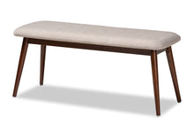 Load image into Gallery viewer, Baxton Studio Aeron Mid-Century Modern Light Gray Fabric Upholstered Walnut Finished Wood 6-Piece Dining Set
