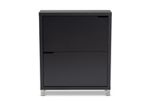 Load image into Gallery viewer, Baxton Studio Simms Modern and Contemporary Dark Grey Finished Wood Shoe Storage Cabinet with 4 Fold-Out Racks
