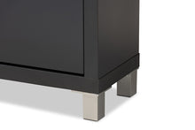 Load image into Gallery viewer, Baxton Studio Simms Modern and Contemporary Dark Grey Finished Wood Shoe Storage Cabinet with 4 Fold-Out Racks
