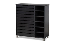 Load image into Gallery viewer, Baxton Studio Shirley Modern and Contemporary Dark Grey Finished 2-Door Wood Shoe Storage Cabinet with Open Shelves
