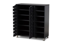 Load image into Gallery viewer, Baxton Studio Shirley Modern and Contemporary Dark Grey Finished 2-Door Wood Shoe Storage Cabinet with Open Shelves
