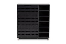 Load image into Gallery viewer, Baxton Studio Shirley Modern and Contemporary Dark Grey Finished 2-Door Wood Shoe Storage Cabinet with Open Shelves

