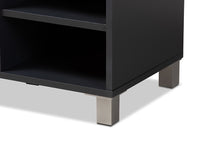 Load image into Gallery viewer, Baxton Studio Shirley Modern and Contemporary Dark Grey Finished 2-Door Wood Shoe Storage Cabinet with Open Shelves
