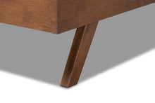 Load image into Gallery viewer, Baxton Studio Brita Mid-Century Modern Light Beige Fabric Upholstered Walnut Finished Wood Queen Size Bed
