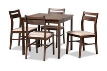 Load image into Gallery viewer, Baxton Studio Lovy Modern and Contemporary Beige Fabric Upholstered Dark Walnut-Finished 5-Piece Wood Dining Set
