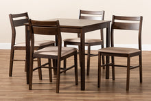 Load image into Gallery viewer, Baxton Studio Lovy Modern and Contemporary Beige Fabric Upholstered Dark Walnut-Finished 5-Piece Wood Dining Set

