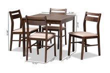 Load image into Gallery viewer, Baxton Studio Lovy Modern and Contemporary Beige Fabric Upholstered Dark Walnut-Finished 5-Piece Wood Dining Set
