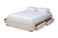 Load image into Gallery viewer, Baxton Studio Leni Modern and Contemporary Beige Fabric Upholstered 4-Drawer King Size Platform Storage Bed Frame
