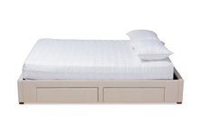 Load image into Gallery viewer, Baxton Studio Leni Modern and Contemporary Beige Fabric Upholstered 4-Drawer King Size Platform Storage Bed Frame
