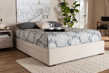Load image into Gallery viewer, Baxton Studio Leni Modern and Contemporary Beige Fabric Upholstered 4-Drawer King Size Platform Storage Bed Frame
