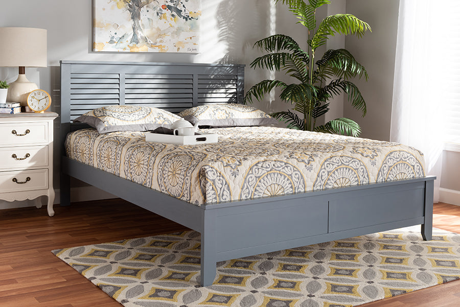 Baxton Studio Adela Modern and Contemporary Grey Finished Wood Queen Size Platform Bed