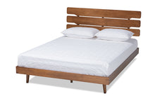 Load image into Gallery viewer, Baxton Studio Anzia Mid-Century Modern Walnut Finished Wood Queen Size Platform bed
