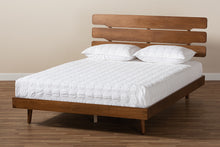 Load image into Gallery viewer, Baxton Studio Anzia Mid-Century Modern Walnut Finished Wood Queen Size Platform bed
