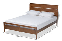 Load image into Gallery viewer, Baxton Studio Avena Mid-Century Modern Walnut Finished Wood Queen Size Platform bed
