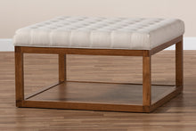 Load image into Gallery viewer, Baxton Studio Alvere Modern and Contemporary Beige Fabric Upholstered Walnut Finished Cocktail Ottoman

