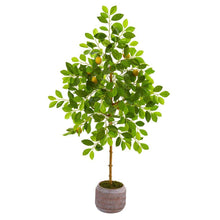 Load image into Gallery viewer, 51&quot; Lemon Artificial Tree in Stoneware Planter
