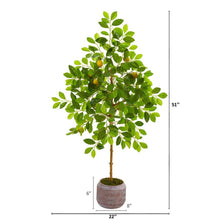 Load image into Gallery viewer, 51&quot; Lemon Artificial Tree in Stoneware Planter
