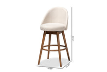 Load image into Gallery viewer, Baxton Studio Carra Mid-Century Modern Light Beige Fabric Upholstered Walnut-Finished Wood Swivel Bar Stool Set of 2
