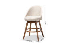 Load image into Gallery viewer, Baxton Studio Carra Mid-Century Modern Light Beige Fabric Upholstered Walnut-Finished Wood Swivel Counter Stool Set of 2
