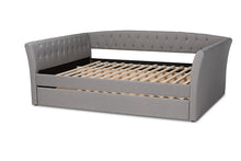 Load image into Gallery viewer, Baxton Studio Delora Modern and Contemporary Light Grey Fabric Upholstered Full Size Daybed with Roll-Out Trundle Bed
