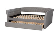 Load image into Gallery viewer, Baxton Studio Delora Modern and Contemporary Light Grey Fabric Upholstered Full Size Daybed with Roll-Out Trundle Bed
