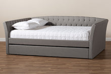 Load image into Gallery viewer, Baxton Studio Delora Modern and Contemporary Light Grey Fabric Upholstered Full Size Daybed with Roll-Out Trundle Bed
