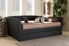 Load image into Gallery viewer, Baxton Studio Delora Modern and Contemporary Dark Grey Fabric Upholstered Full Size Daybed with Roll-Out Trundle Bed
