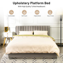 Load image into Gallery viewer, Queen Tufted Upholstered Platform Bedstead Flannel Headboard-Light Gray
