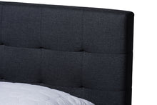 Load image into Gallery viewer, Baxton Studio Maren Mid-Century Modern Dark Grey Fabric Upholstered Queen Size Platform Bed with Two Nightstands
