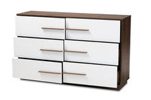 Load image into Gallery viewer, Baxton Studio Mette Mid-Century Modern White and Walnut Finished 6-Drawer Wood Dresser
