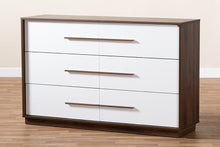 Load image into Gallery viewer, Baxton Studio Mette Mid-Century Modern White and Walnut Finished 6-Drawer Wood Dresser
