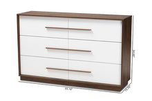 Load image into Gallery viewer, Baxton Studio Mette Mid-Century Modern White and Walnut Finished 6-Drawer Wood Dresser
