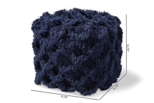 Load image into Gallery viewer, Baxton Studio Asuka Moroccan Inspired Navy Handwoven Cotton Fringe Pouf Ottoman
