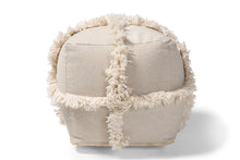 Load image into Gallery viewer, Baxton Studio Alfro Moroccan Inspired Beige Handwoven Cotton Fringe Pouf Ottoman

