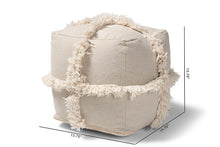 Load image into Gallery viewer, Baxton Studio Alfro Moroccan Inspired Beige Handwoven Cotton Fringe Pouf Ottoman
