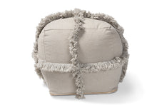 Load image into Gallery viewer, Baxton Studio Alfro Moroccan Inspired Grey Handwoven Cotton Fringe Pouf Ottoman
