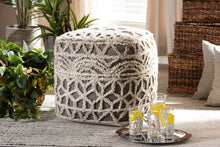 Load image into Gallery viewer, Baxton Studio Avery Moroccan Inspired Beige and Brown Handwoven Cotton Pouf Ottoman

