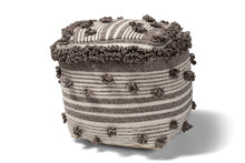 Load image into Gallery viewer, Baxton Studio Eligah Moroccan Inspired Ivory and Brown Handwoven Wool Pouf Ottoman
