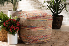 Load image into Gallery viewer, Baxton Studio Caiman Moroccan Inspired Multicolored Handwoven Hemp Pouf Ottoman
