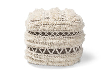 Load image into Gallery viewer, Baxton Studio Vesey Moroccan Inspired Beige and Brown Handwoven Wool Pouf Ottoman
