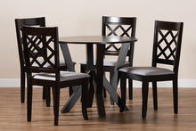 Load image into Gallery viewer, Baxton Studio Adina Modern and Contemporary Grey Fabric Upholstered and Dark Brown Finished Wood 5-Piece Dining Set
