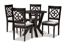Load image into Gallery viewer, Baxton Studio Alma Modern and Contemporary Grey Fabric Upholstered and Dark Brown Finished Wood 5-Piece Dining Set
