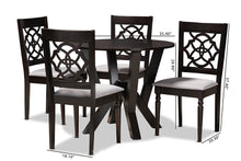 Load image into Gallery viewer, Baxton Studio Alma Modern and Contemporary Grey Fabric Upholstered and Dark Brown Finished Wood 5-Piece Dining Set
