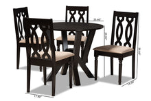 Load image into Gallery viewer, Baxton Studio Anise Modern and Contemporary Sand Fabric Upholstered and Dark Brown Finished Wood 5-Piece Dining Set

